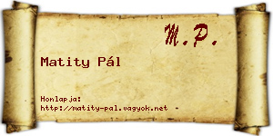 Matity Pál névjegykártya